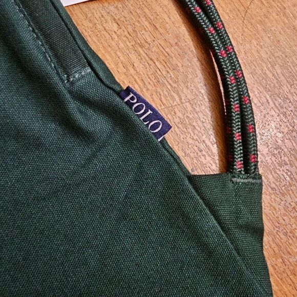 Polo Ralph Lauren Canvas Gym Bag Sack Pony Logo Navy Green Red 100% Cotton New - Picture 4 of 11